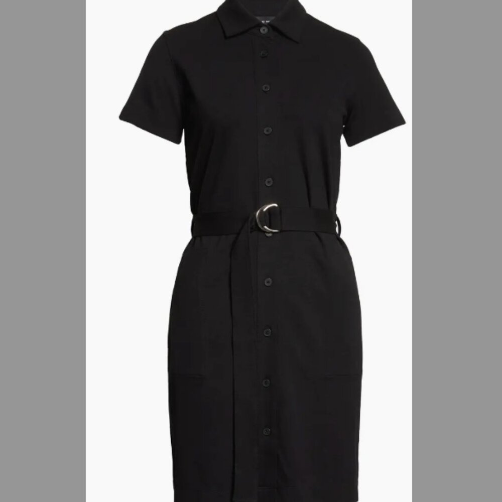Club Monaco Belted Ponte Shirtdress - Black, Excellent Condition